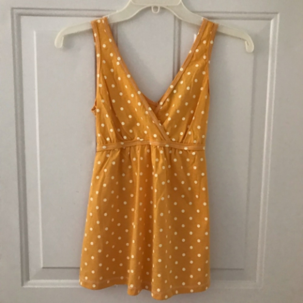 Yellow & White Polka dot top With Waist Tie